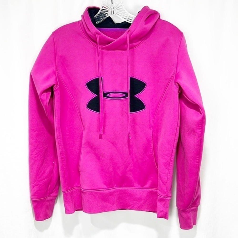 Under Armour Coldgear Semi-Fitted Logo Hoodie Bright Pink Small